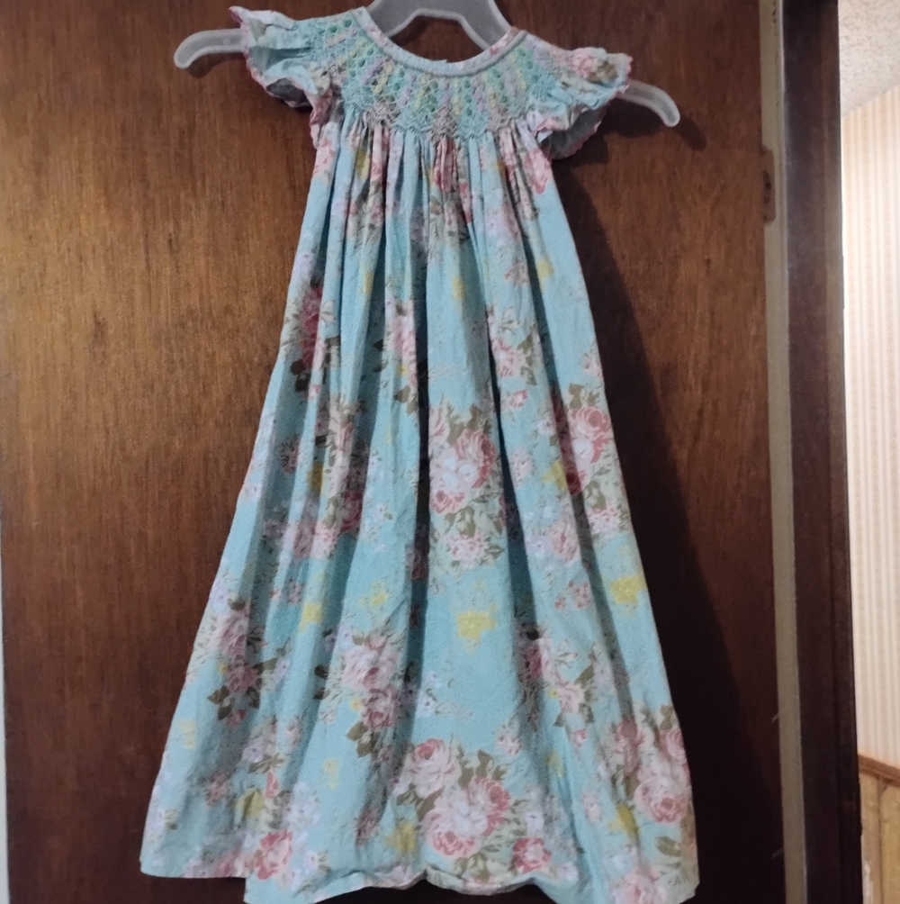 Charming Floral Kids Smock  Dress